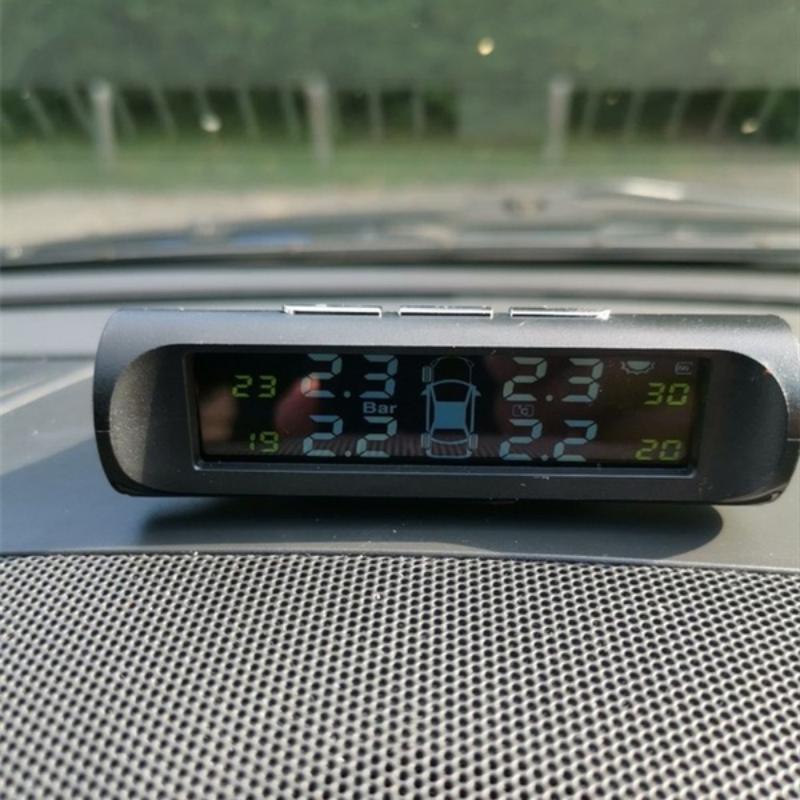 Solar Wireless TPMS Car Tire Tyre Pressure Monitoring System With 4 Sensors Tire Pressure Inspection Tool Digital LCD Display