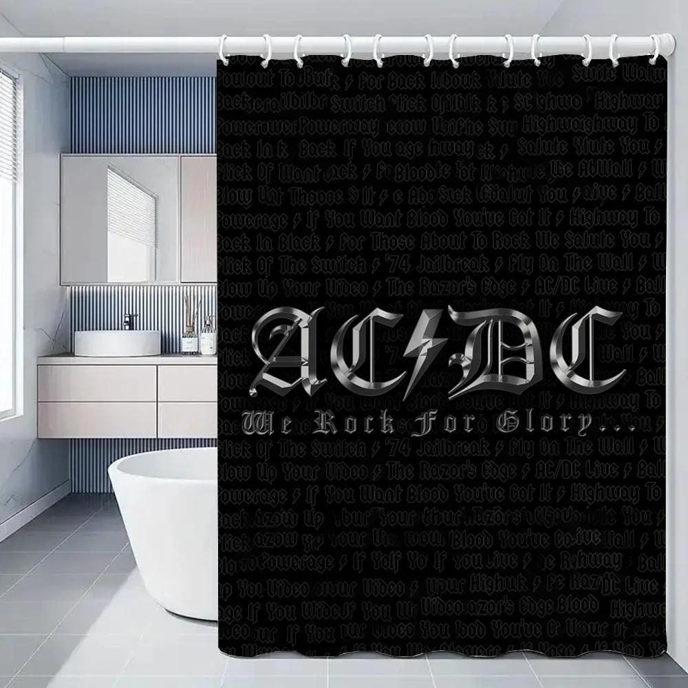 Rock-ACDC Shower Curtain for Bathroom Accessories Folding Partition Bath Curtains Bedrooms Waterproof Fabric Things the Set Home