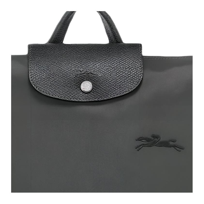 Longchamp Le Pliage Texturiertes Logo Verstellbarer Breiter Schultergurt Nylon Rucksack Damenrucksack Graphit 10284919P66