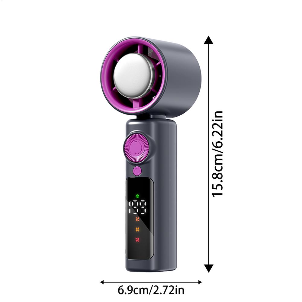 Handheld Turbo Fan Foldable 1-199 Speed Night Light LED Display 4000mAH Mini Fan Portable Cooling Fan Rechargeable Handheld Fan