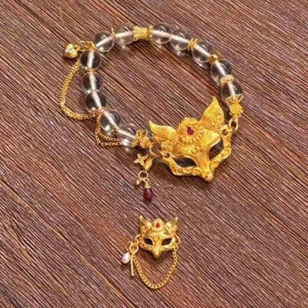 Elegant Chinese Style Necklace Zinc Zinc Alloy Handmade Bead Bracelet Vixen Mask Bracelet  Gift