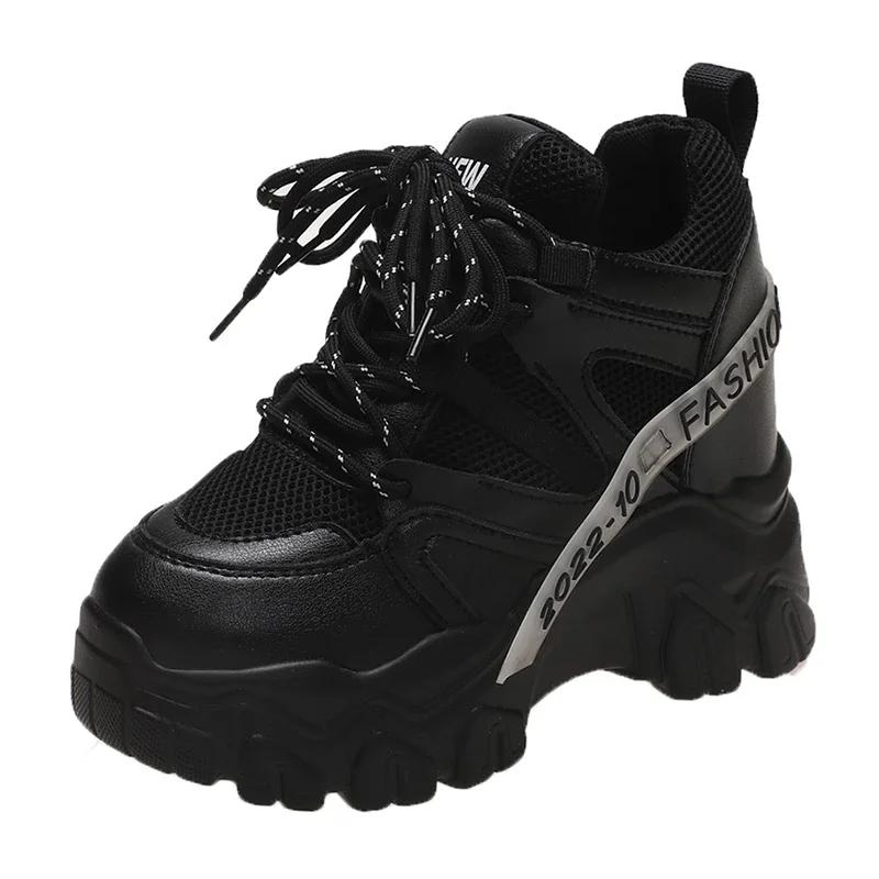 Fashion Thickened breathable mesh women's casual shoes wedge heel thick-soled shoes sports shoes 2024 spring and autumn fashion
