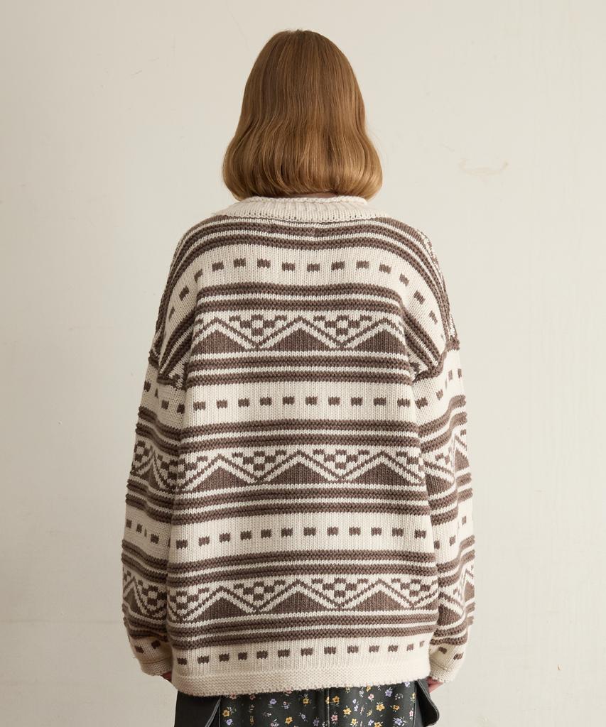 FUNFROMFUN Nomad Fair Isle Pullover, Brown
