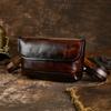 Sac à Bandoulière en Cuir Véritable pour Homme, Rétro Fait Main Poli Couche Supérieure Cuir de Vachette, Petit Sac Bandoulière Européen et Américain, Sac de Trajet