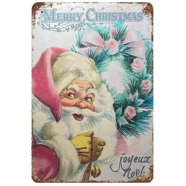 Vintage Merry Christmas Metal Tin Sign  Rustic Wall Art Plaque for Home Cafe Garden Bar Club Man Cave  Perfect Holiday Decor