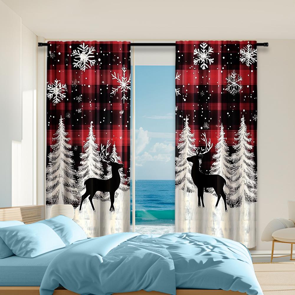 

2 шт. Рождественские шторы-снежинки для гостиной, спальни, праздничное оформление, дизайн с кулиской, приватность 29x65in(75x166cm)