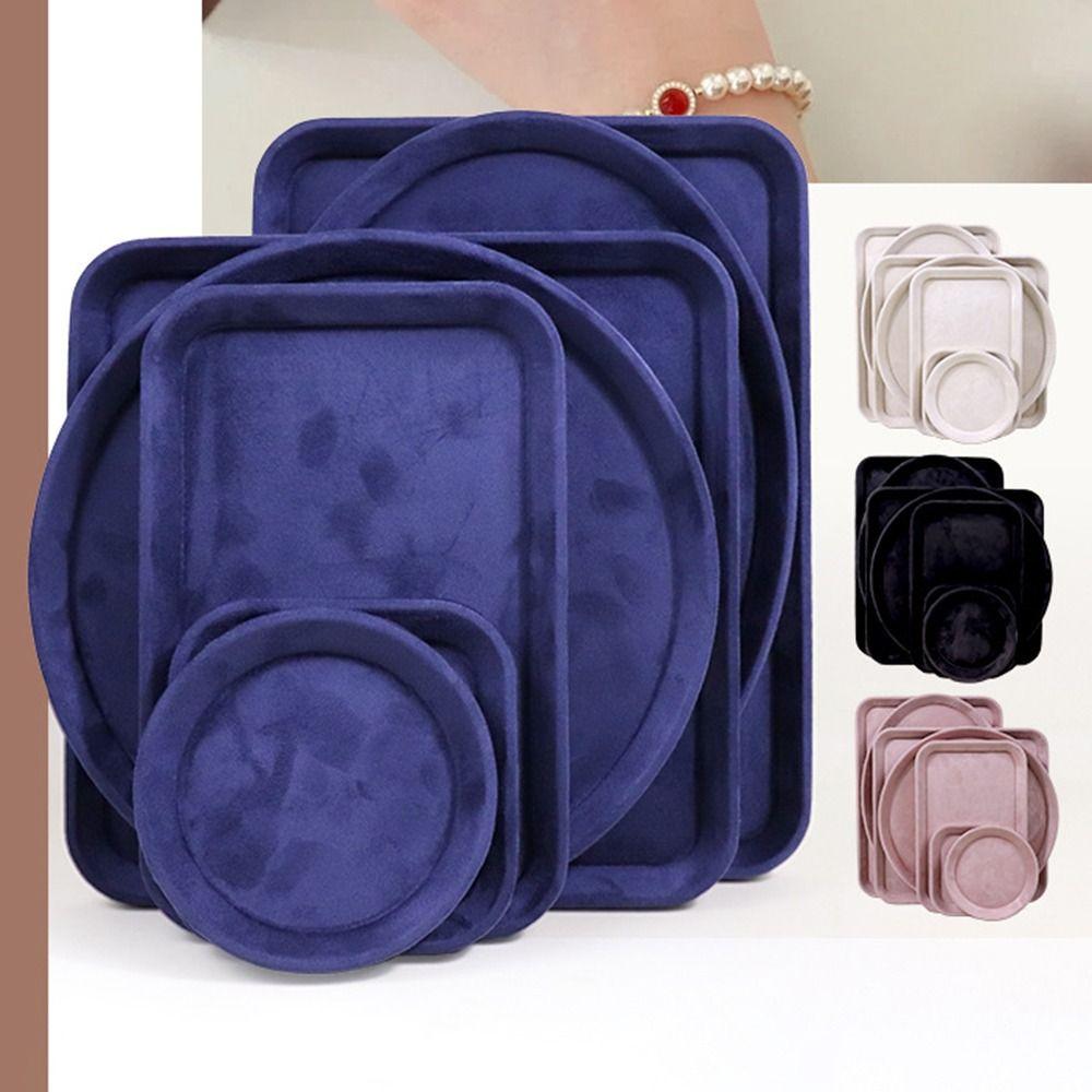 Velvet Jewelry Display Tray Exquisite Luxury Showcase Organizer Solid Color Blank Box Jewelry Storage Tray Accessories Display