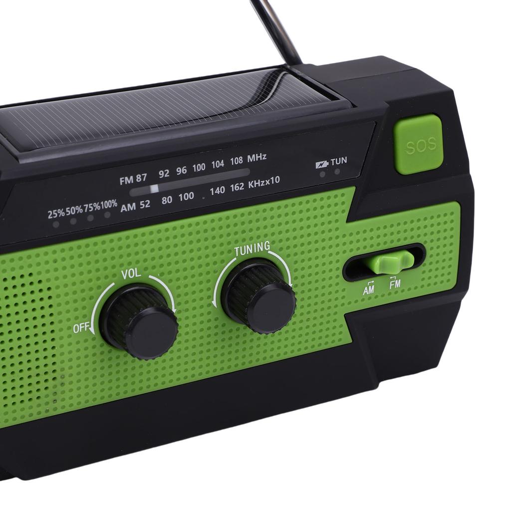 FM AM Emergency Radio 4000mah Hand Crank Solar Portable Radio with LED Flashlight Motion Sensor Reading Lamp Power Bank for Outdoor