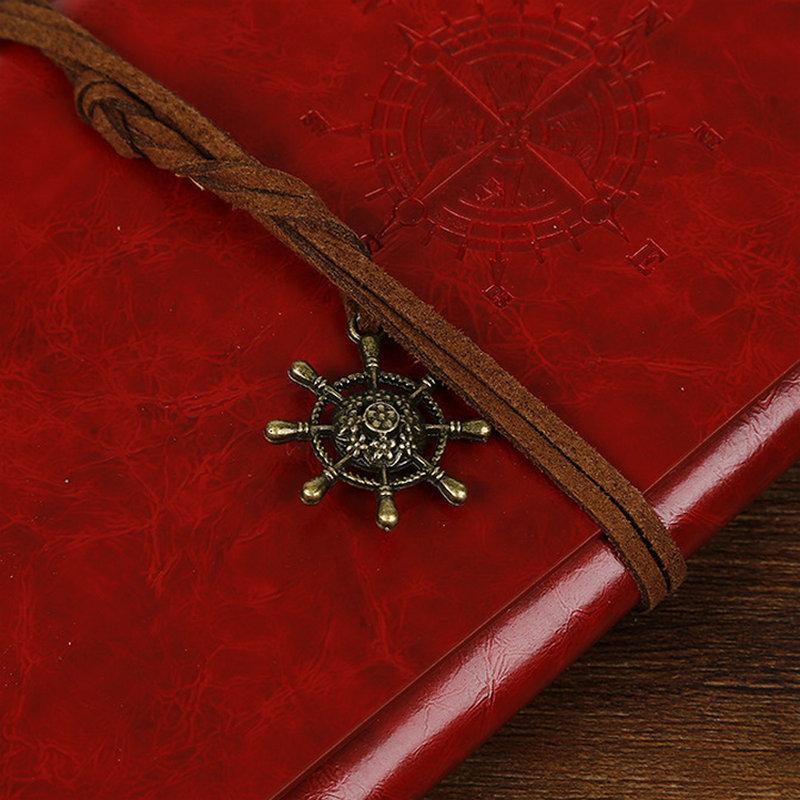 1pc Vintage Spiral Notebook,creative Corsair Anchor Decoration design, PU Leather Loose-leaf Diary, Travel record book