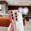 For Samsung Galaxy S24+ Case Love Heart Pattern TPU Phone Cover Electroplating Edge