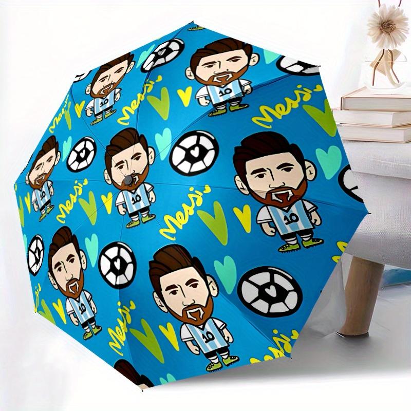 1pc Messi, Soccer Automatic Umbrella 8-Bone Design Compact Gear for Outdoor Travel, Perfect Gift for Friends or Family Yy280828169