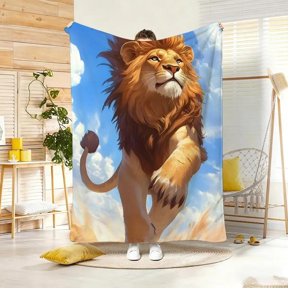 Fantasy Animal Majestic Lion Throw Lightweight  Flannel Blanket Soft Skin-Friendly For Summer Cooling