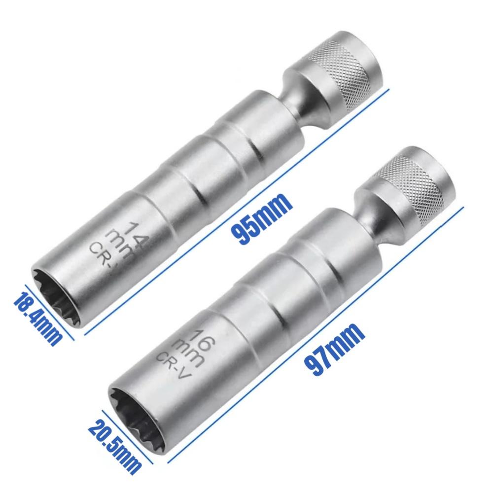 2PCS Spark Plug Removal Tool 14mm16mm Spark Plug Socket Wrench Adapter with Magnetic Socket Thin Wall 3/8" Drive Car Repair Too