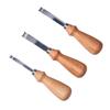 3pcs Wooden Handle Edge Skiving Tool Wide Mouth Leathercraft Trimmer  Leather Crafting