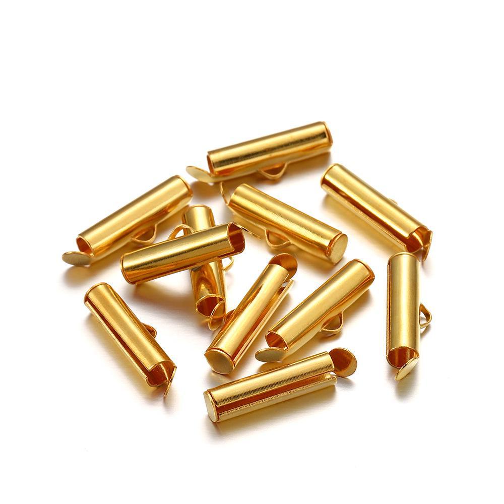 Sliding Buckle Earring Tassel Connector Tube Clip, 10-40mm Single Groove Slide Rail Tube