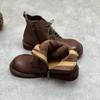 Johnature Genuine Leather Winter Boots Women Shoes Zip Round Toe Flat With Handmade Leisure Sewing Ankle Ladies Boots