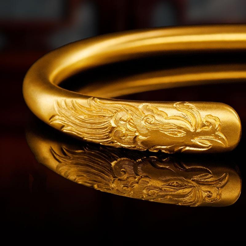 Vietnamesiskt Guld Drake Fenix Armband: Antik mässingsmetod, Förgyllt, Lyckosam smycke för damer