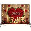 Romantic Red Rose Heart Backdrop,Floral Wall Decor Photography Background for Photo Booths,Parties,Wedding Decorations