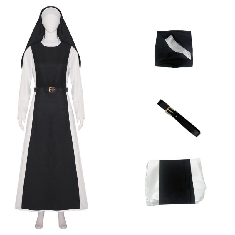 2024 New Flawless Nun Cosplay Costume For Halloween Role Play Virgin Mary Nun Outfit