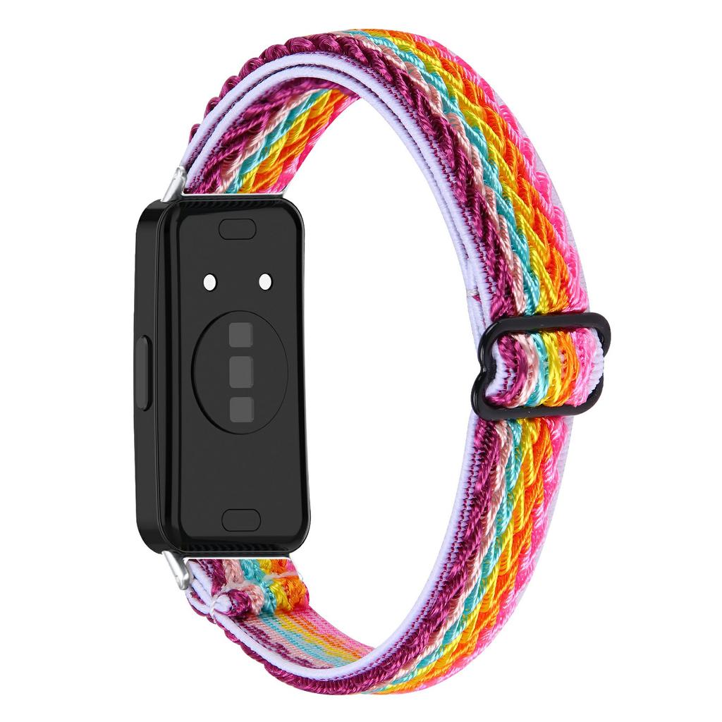 For Huawei Band 10/9/8 Adjustable Nylon Watch Band Wave Design Elastic Wrist Strap