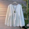 Elegant V-Neck Long Sleeve Top for Plus Size Women - 2026 Spring/Summer Korean Style Fashion