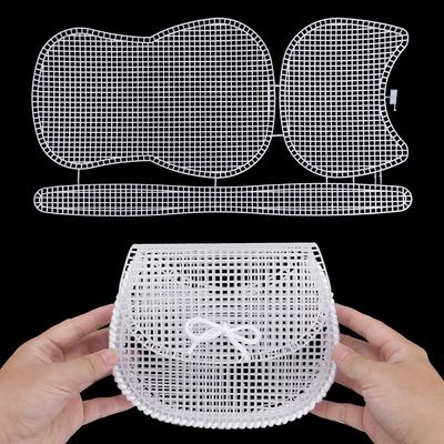5pc DIY Grid Pieces Template Materials for Crocheting Bag, Hand Knitting Creative Mesh Patterns, White Blank Woven Mat Board