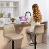 Bar Stools Set of 2, PU Leather Barstools with Backrest and Footrest for Kitchen, Counter, Breakfast Bar, Light Brown