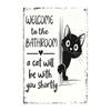 Retro Style Round Doorplate Cat Print Hanging Wooden Board New 2D Round Welcome Sign  Home Decor