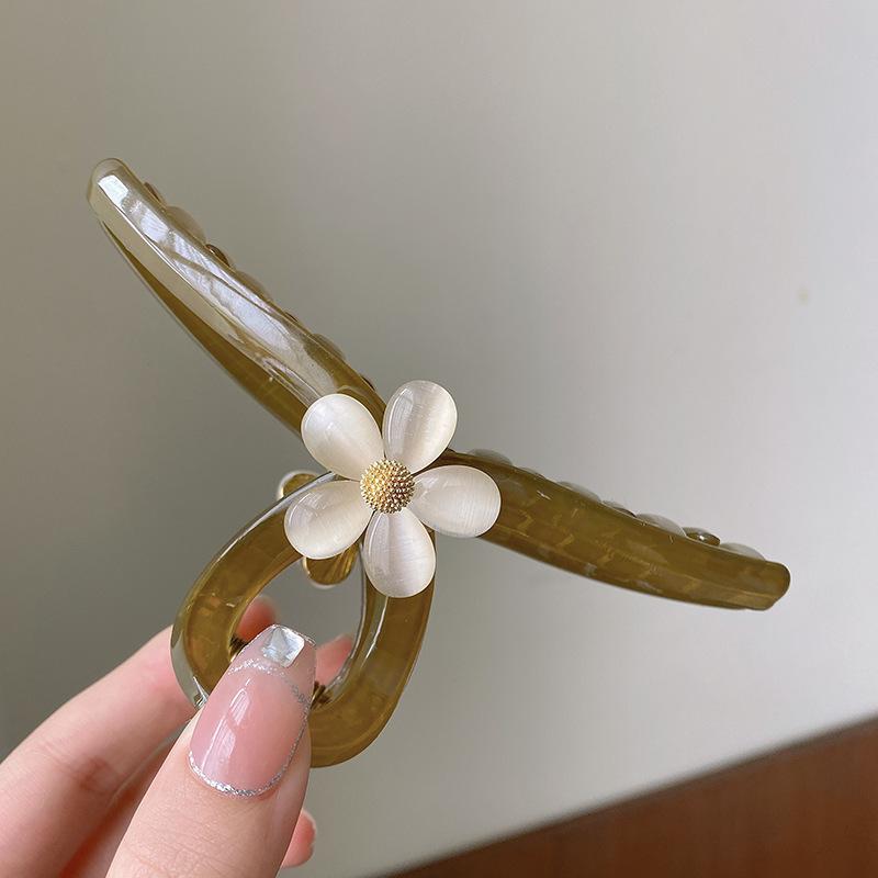 

2025 new flower hairpin back head temperament grab clip large elegant shark clip headdress