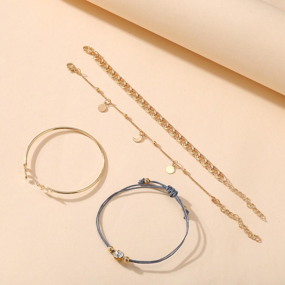 4 Pcs/set Women's Bracelet Rhinestone Simple Style Alloy Bracelet