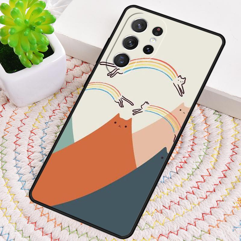 Cat Mount Fuji Japan Landscape Phone Case for Samsung Galaxy Note 10 Pro S26 Ultra S23 S24 FE S25 S21 S22 PLUS Shockproof Cove