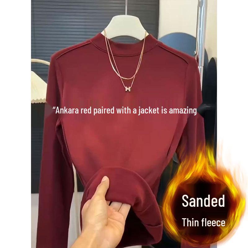 

Ankela Women s Red Slimming Long Sleeve High-Neck Base Layer Top for Autumn/Winter Medium
