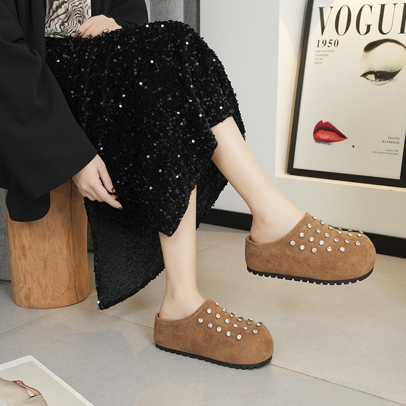 Thick-soled inner height increase Birkenstocks women's shoes new spring ugly cute single shoes bag head half slippers outer wear