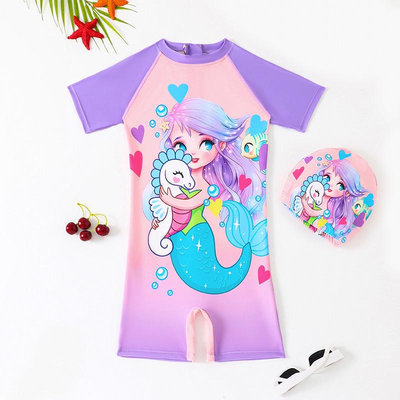 Girls' Summer One-Piece Swimsuit - Professional Hot Spring Swimwear for Kids