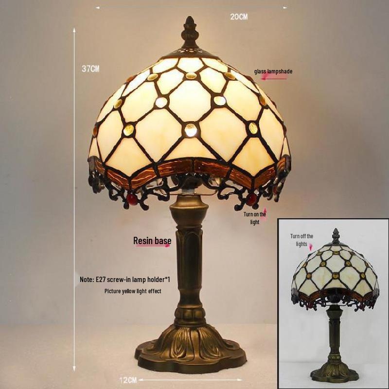 Retro Nostalgic Tiffany Bank Lamp for Living Room or Bedroom