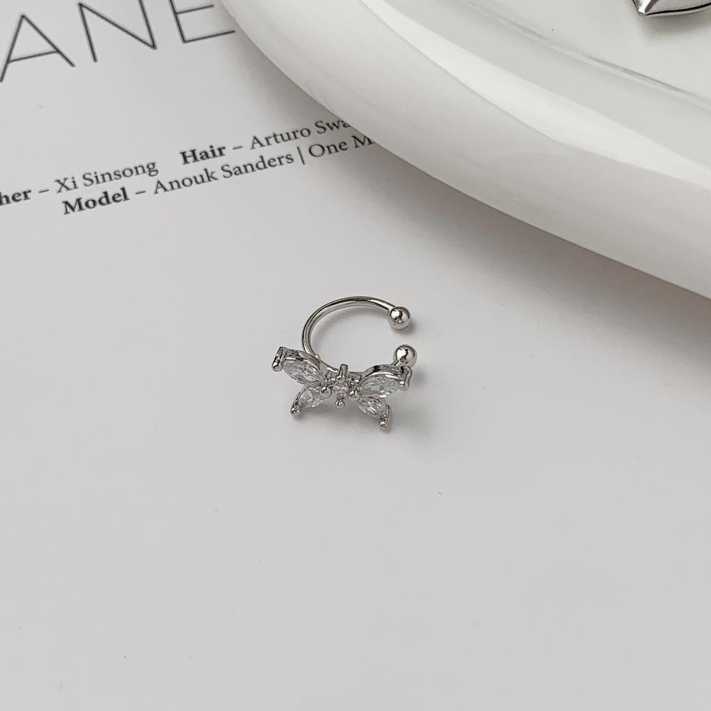 Silver Series Light Luxury Zircon Earrings Women'S Niche Design Style Simple And Versatile Fashion Sense Ear Clip Ear Buckle