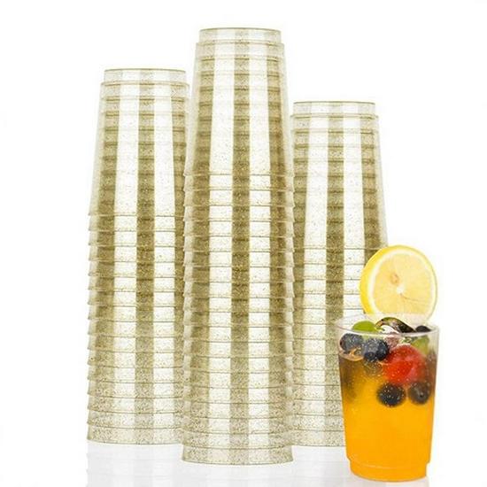 300ML/10OZ Gold Disposable Plastic Cup for Tiramisu, Ice Cream, Water, & Juice