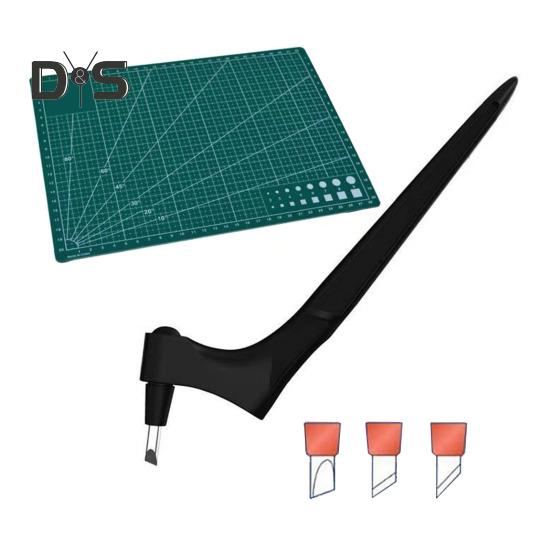 

Инструмент для резки поделок, вращающееся на 360 градусов лезвие, нож для поделок из нержавеющей стали, ручка-резчик с 15, 30, 45-градусными гравировальными головками и пластиной для поделок своими руками чёрный