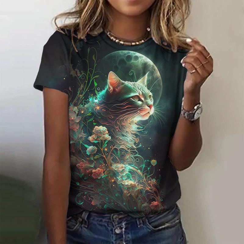 Coelhinho Branco Macio Impresso em 3D Moda Y2k Mulheres Camiseta Básica Elegância Vintage Manga Curta Elegante Casual Confortável