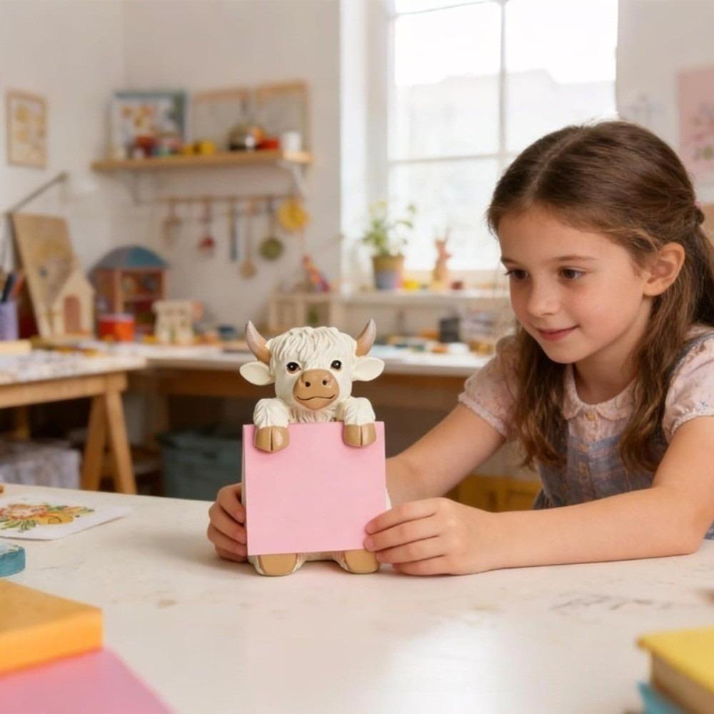 3x3 Inches Pop-up Sticky Note Dispenser Highland Cow Post-it Note Dispenser  for Workstation