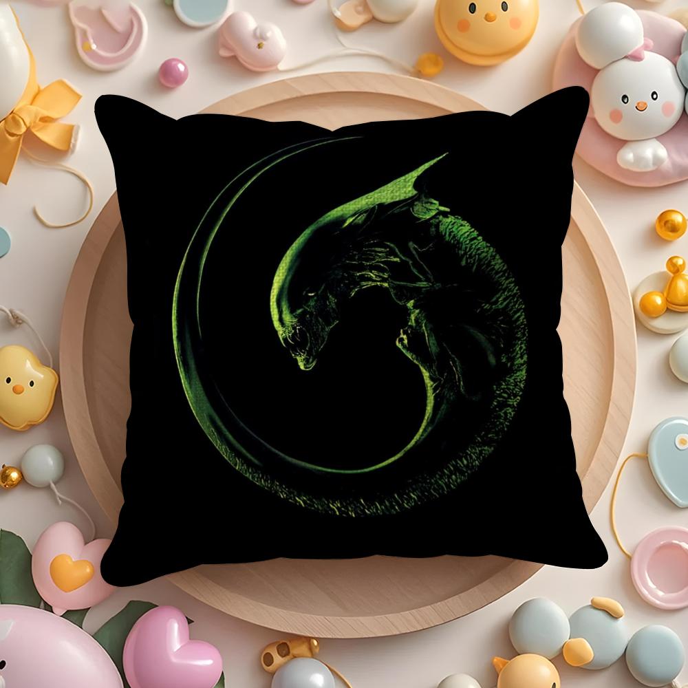 Horror Movie A-Alien Cushion Cover Linen Organic Fabric Double-Sided Printing Breathable Pillow Case Sofa Home Decor Gift