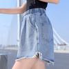Džínové šortky velké velikosti Dámské široké nohavice střihu A volné, upnuté, vysoký pas