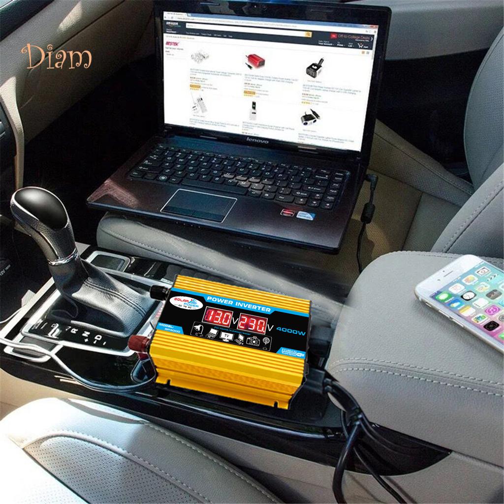Buy 4000W 12V To 220V Dual USB Charger Car Power Inverter with LED