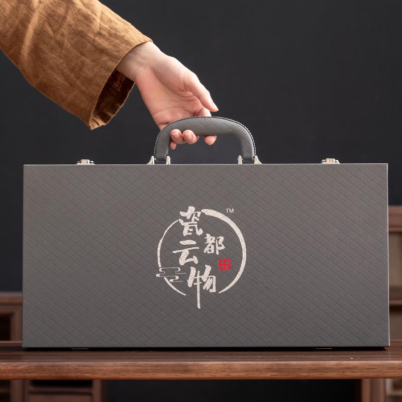 2024 new golden arowana high-end full-color suet jade tea set business souvenir gift housewarming to send friends and leaders