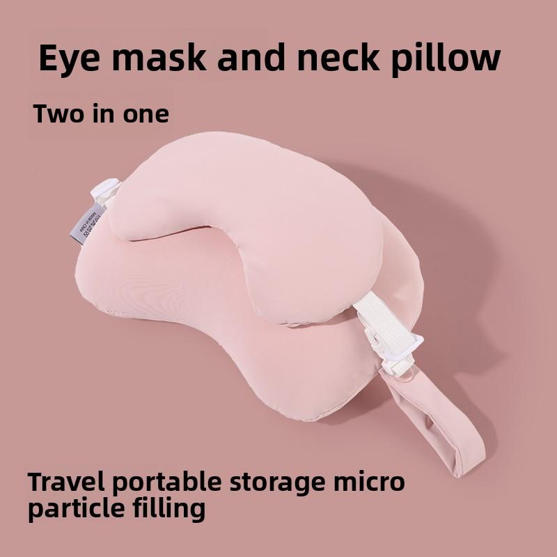 2-in-1 Augenmaske Nackenkissen U-förmiges Kissen Schweißstoff Schaumstoffpartikel Augenmasken-Kissen Auto Reise Freizeit Nickerchen-Kissen