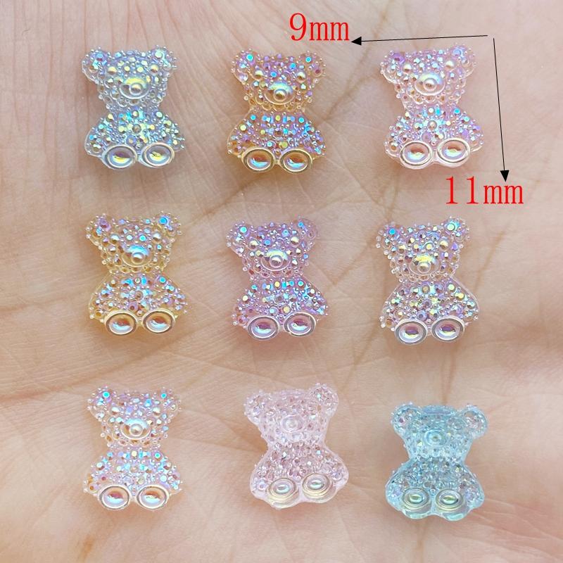 50Pcs New Cute Mini Shiny Little Bear Flat Back Resin Cabochons Scrapbooking DIY Jewelry Craft Decoration Accessories