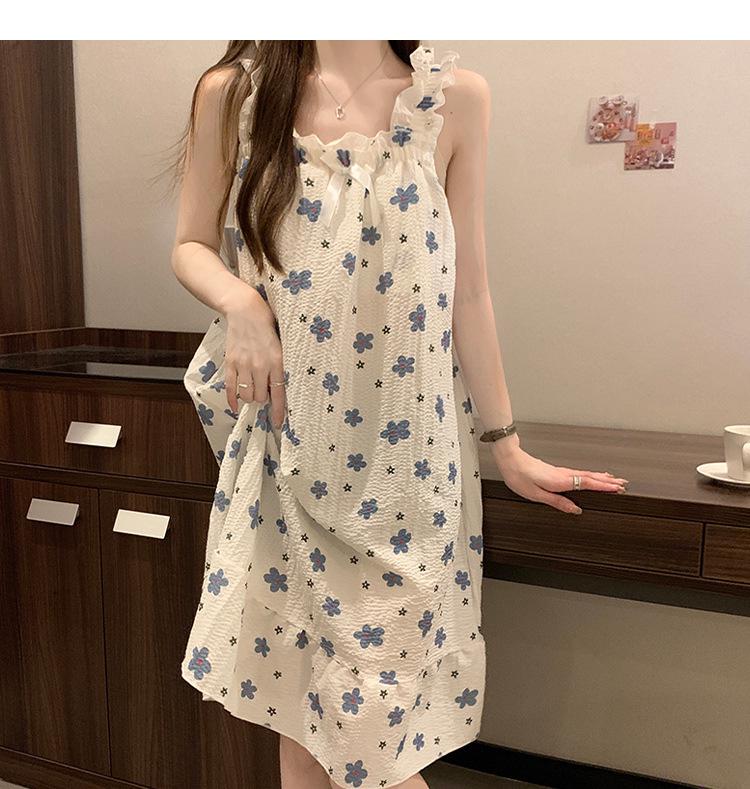 Süßes Mädchenhaftes Prinzessinnen-Nachthemd mit Brustpolstern - Lockerer Umstandssommerpyjama