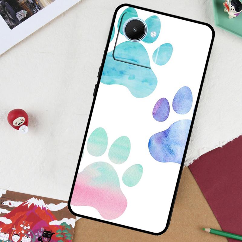 Cat Dog Paw Design For Realme 13 Pro Plus 14 12 10 11 GT 6 5 6T GT7 Pro C51 C21Y C25S C75 C67 C61 C53 C55 Case