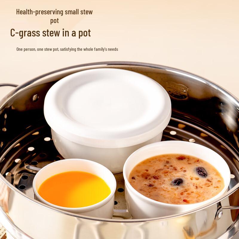 Onlycook 4-inch Ceramic Steaming Bowl with Lid