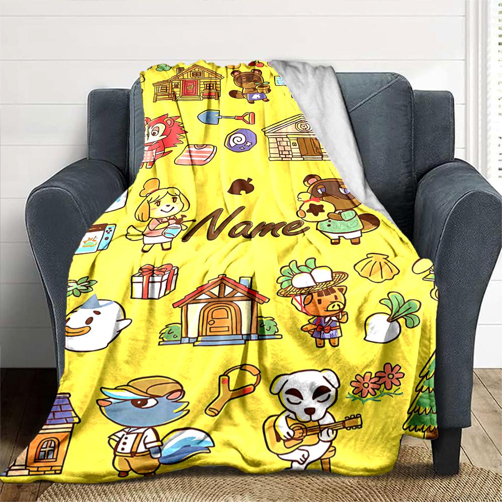 Customiz Name Personality Animal Crossing (2) Blanket Soft &Warm Sofa Office Bed Travel Lunch Break Blanket, Gift Suitable for All Seasons